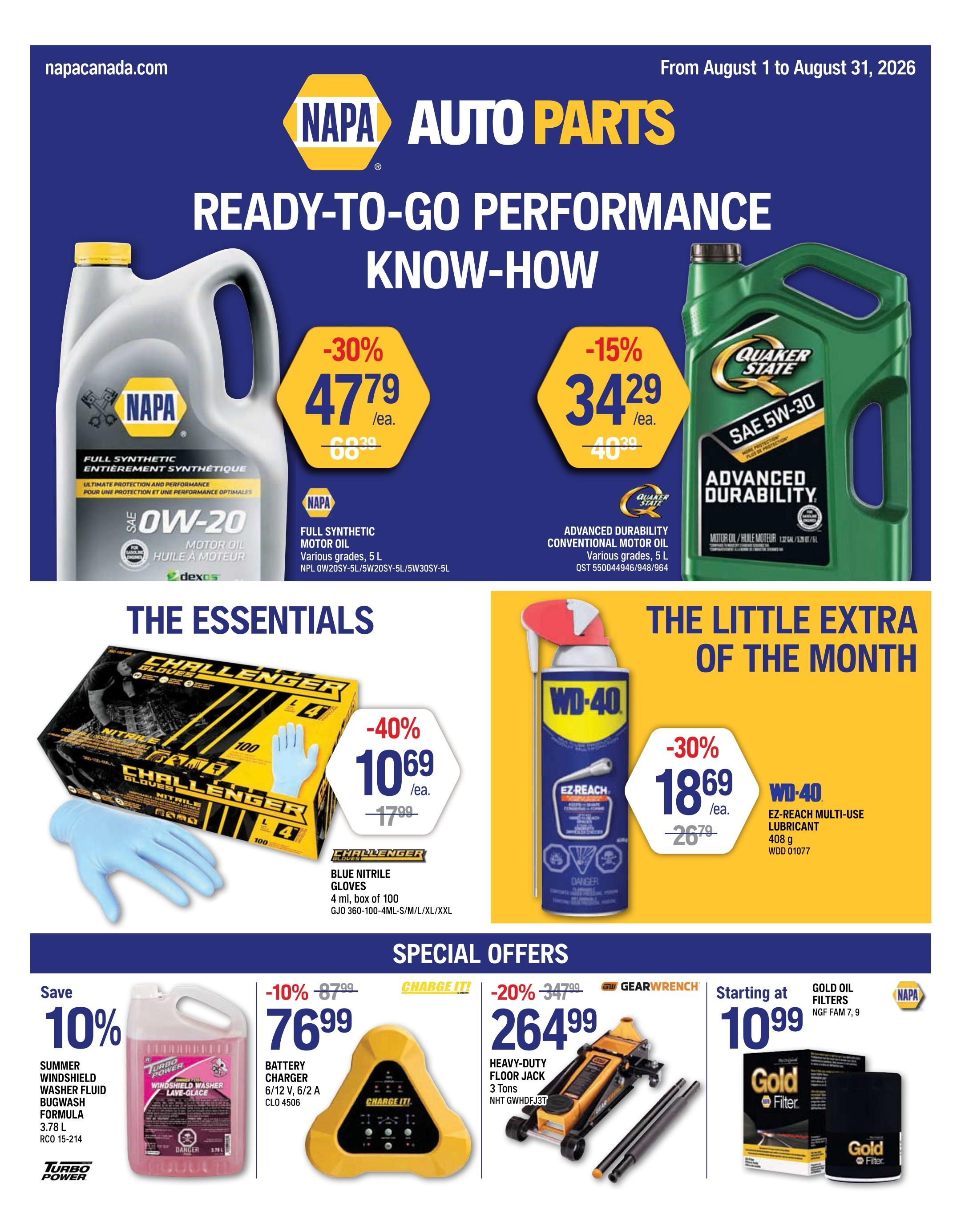 NAPA Auto Parts Flyer August 1 to 31
