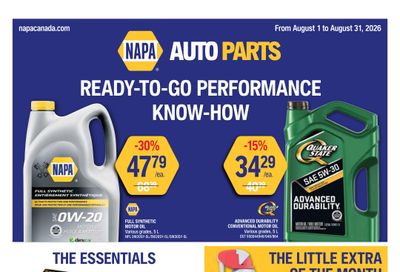 NAPA Auto Parts Flyer August 1 to 31