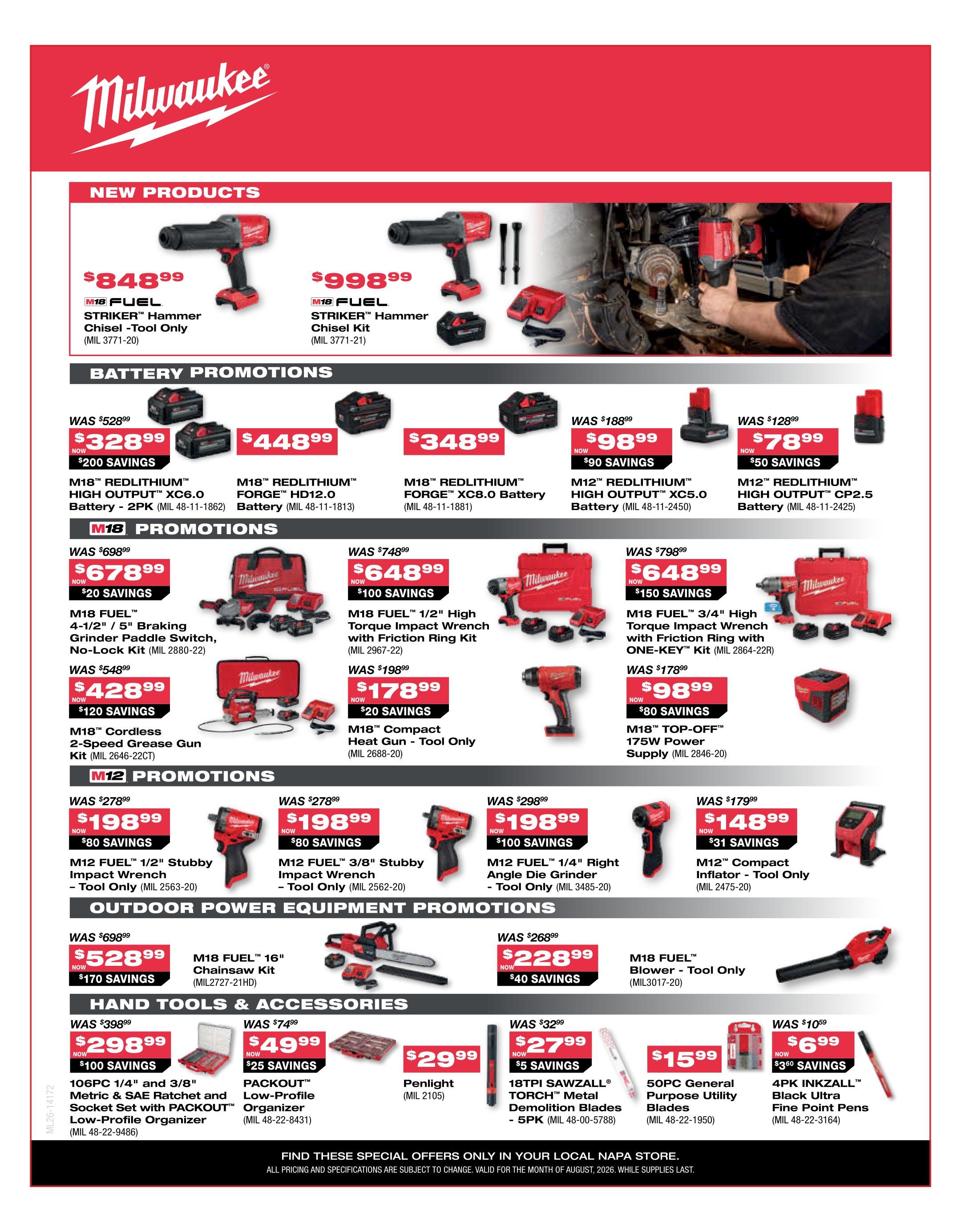NAPA Auto Parts Flyer August 1 to 31