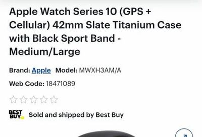 Apple Watch Series 10 (GPS+Cellular) Slate Titanium $500/$550 (42mm/46mm)8