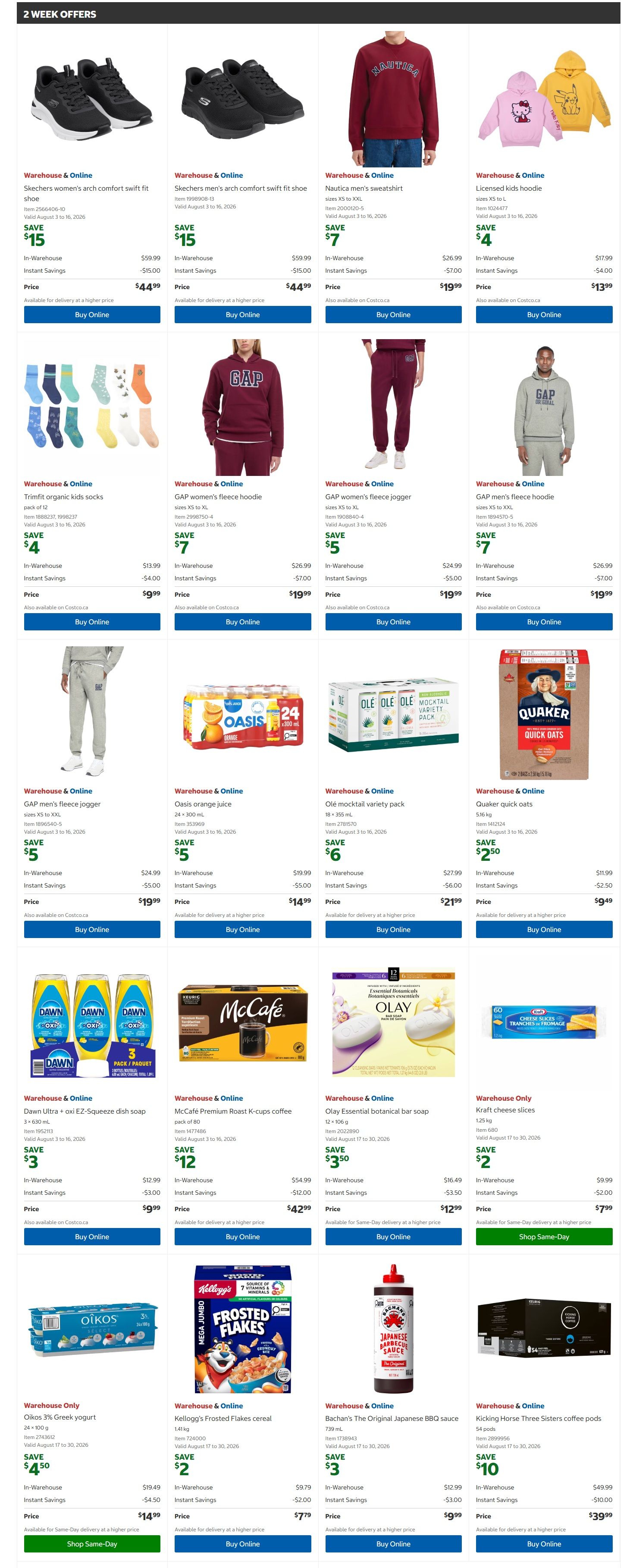 Costco (West, ON, Atlantic Canada) Warehouse Offers August 3 to 16