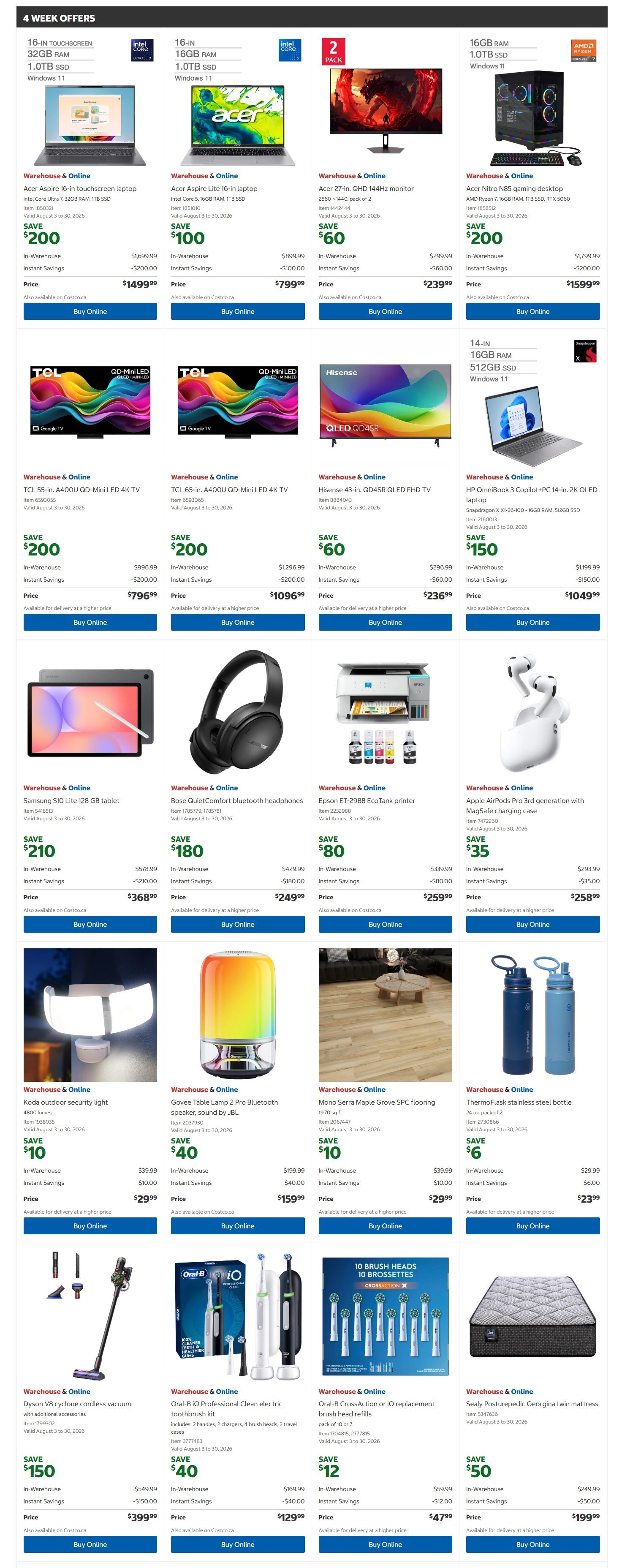 Costco (West, ON, Atlantic Canada) Warehouse Offers August 3 to 16