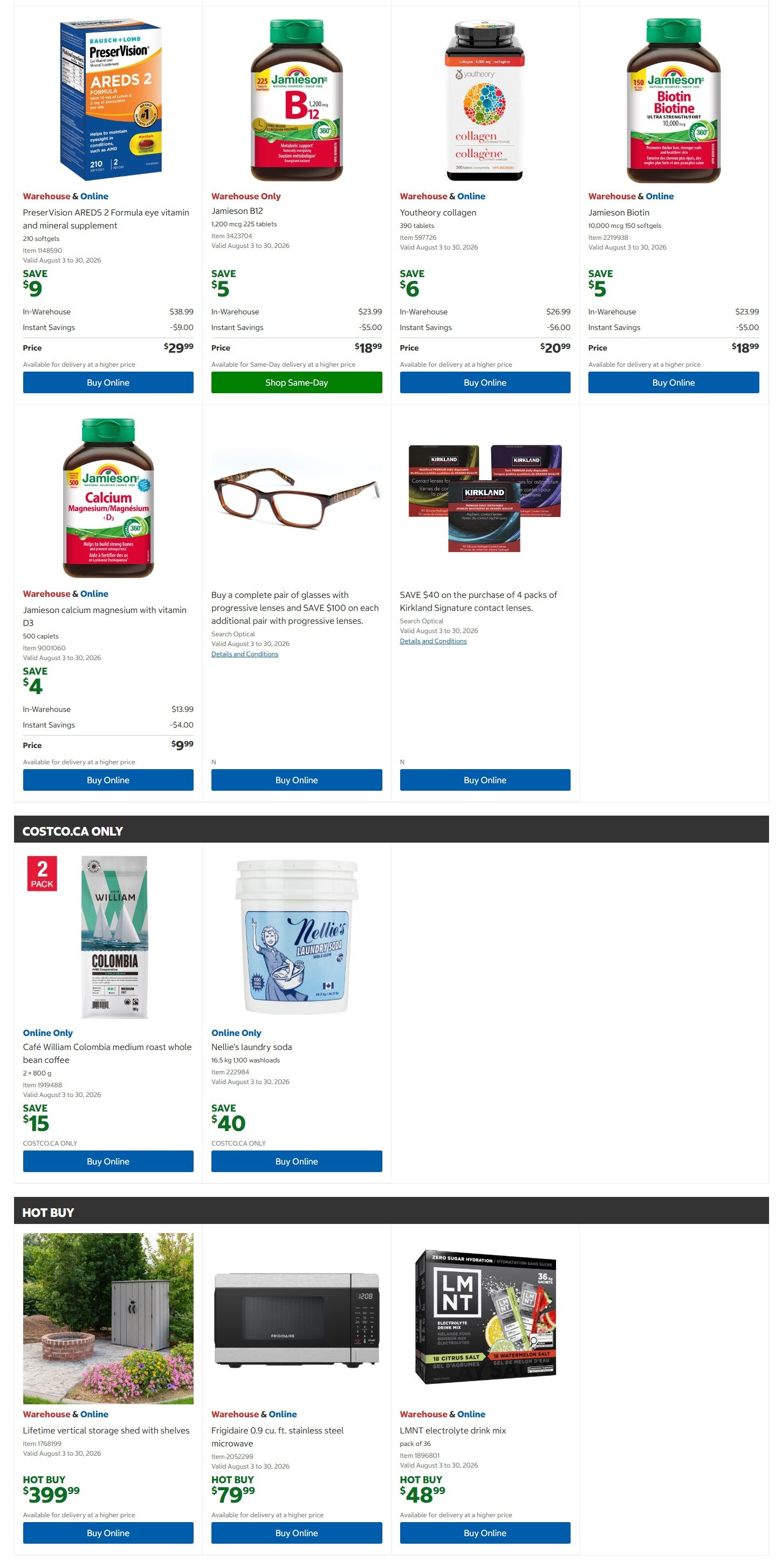 Costco (West, ON, Atlantic Canada) Warehouse Offers August 3 to 16