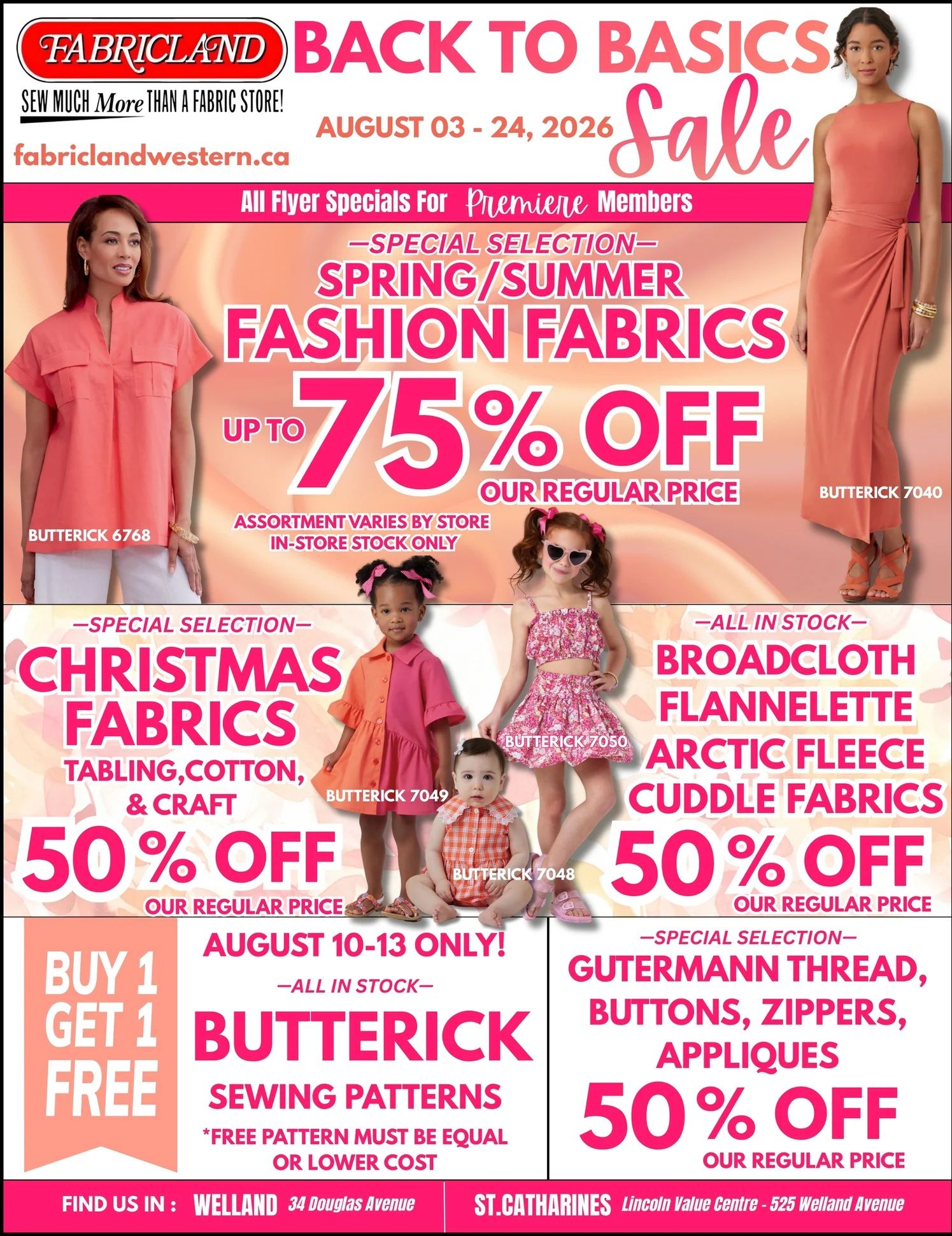 Fabricland (St. Catharines, Welland) Flyer August 3 to 24