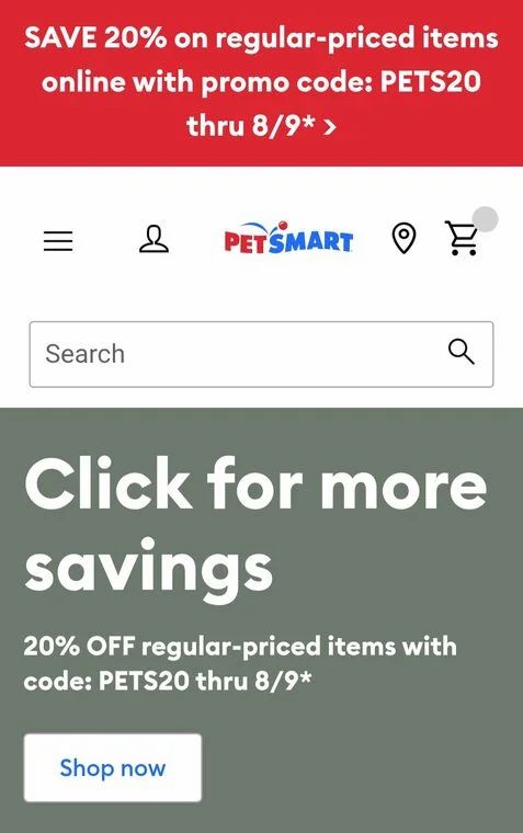 PetSmart 20% off with 12% rakuten PetSmart 20% off with 12% rakuten