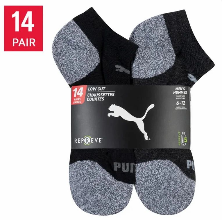 Costco: $14.99 Puma Men's & Women’s Repreve Athletic Sock, 14-pair Costco: $14.99 Puma Men's & Women’s Repreve Athletic Sock, 14-pair