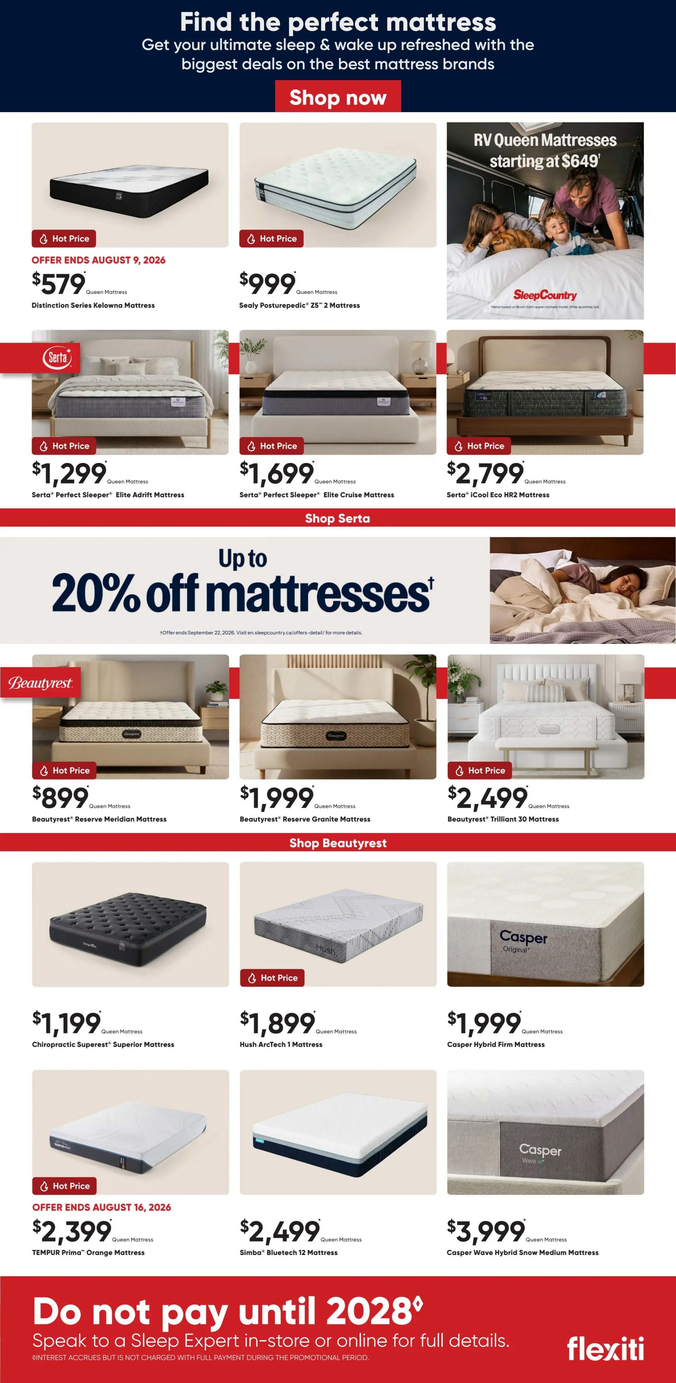 Sleep Country Flyer August 5 to 11