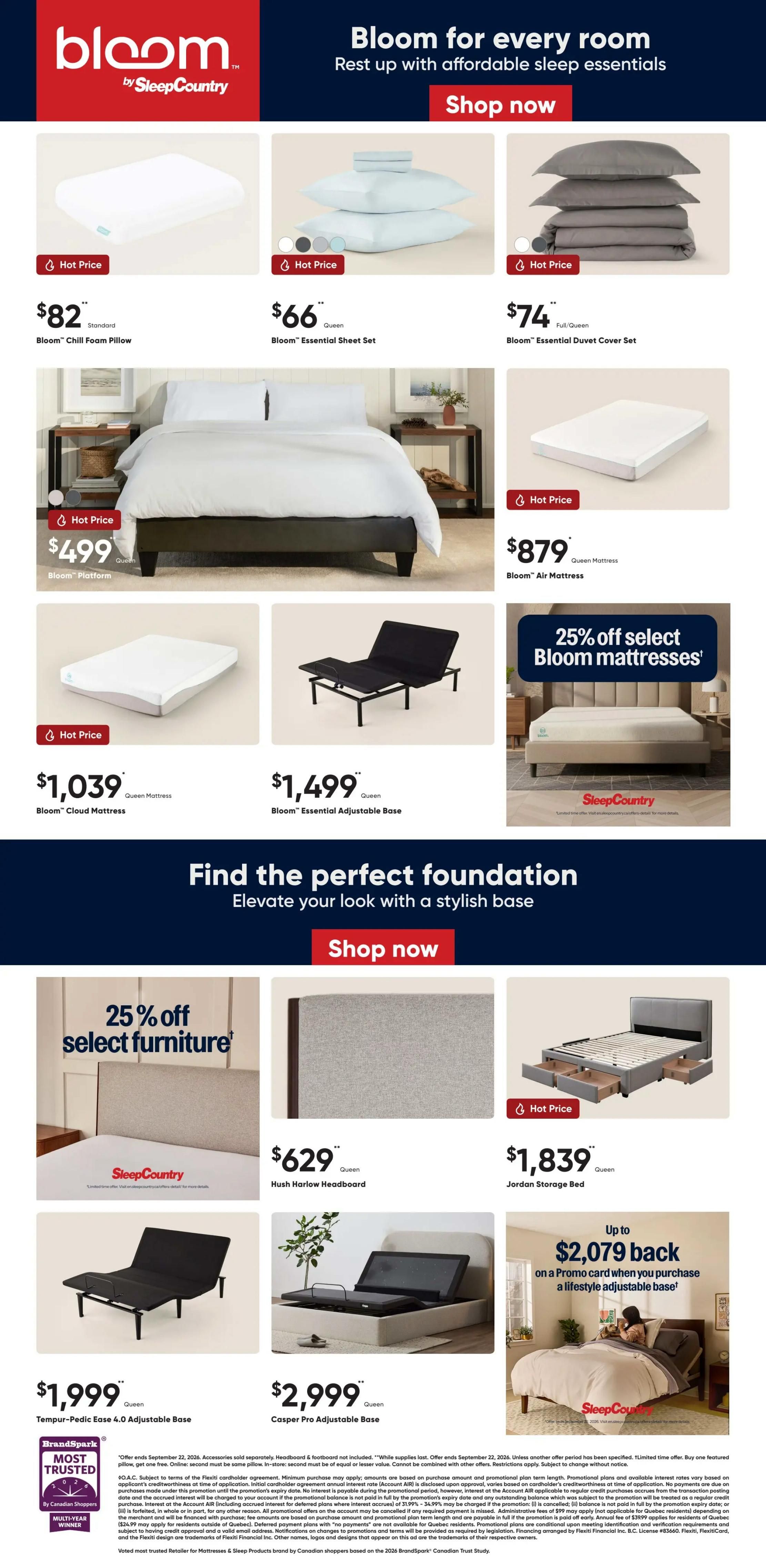 Sleep Country Flyer August 5 to 11