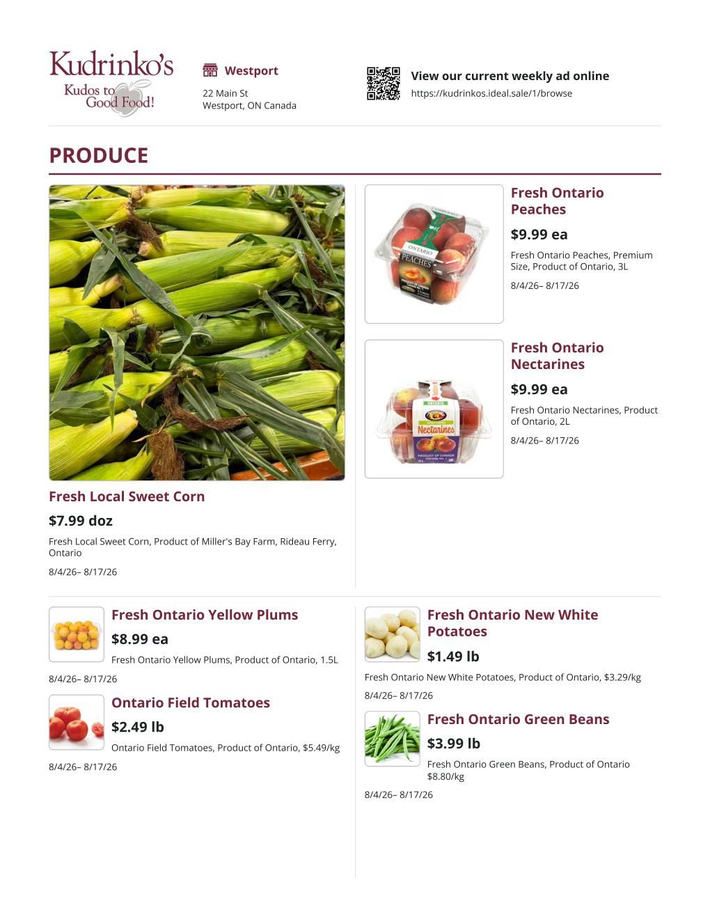 Kudrinko's Flyer August 4 to 17