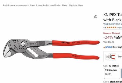 Amazon.ca: Amazon Business - KNIPEX Tools 86 01 250 Pliers Wrench with Black Finish, 10" - $69.95 YMMV