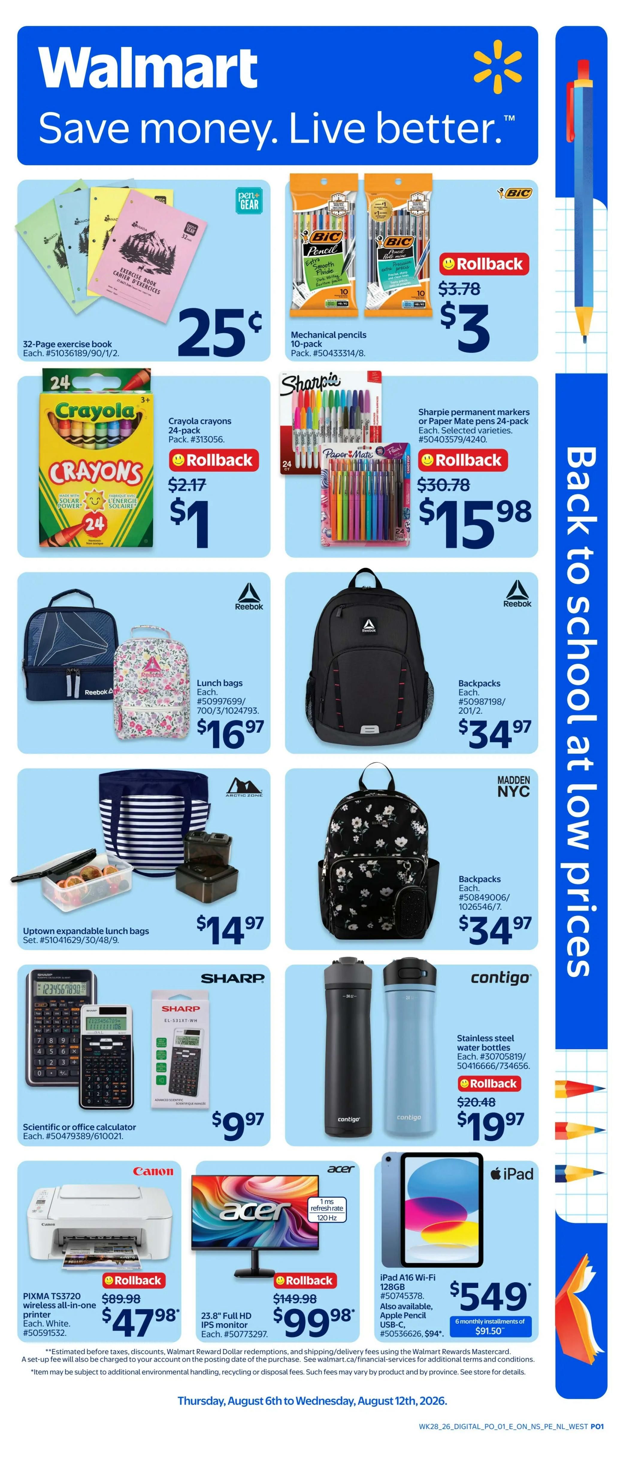 Walmart (West) Flyer August 6 to 12