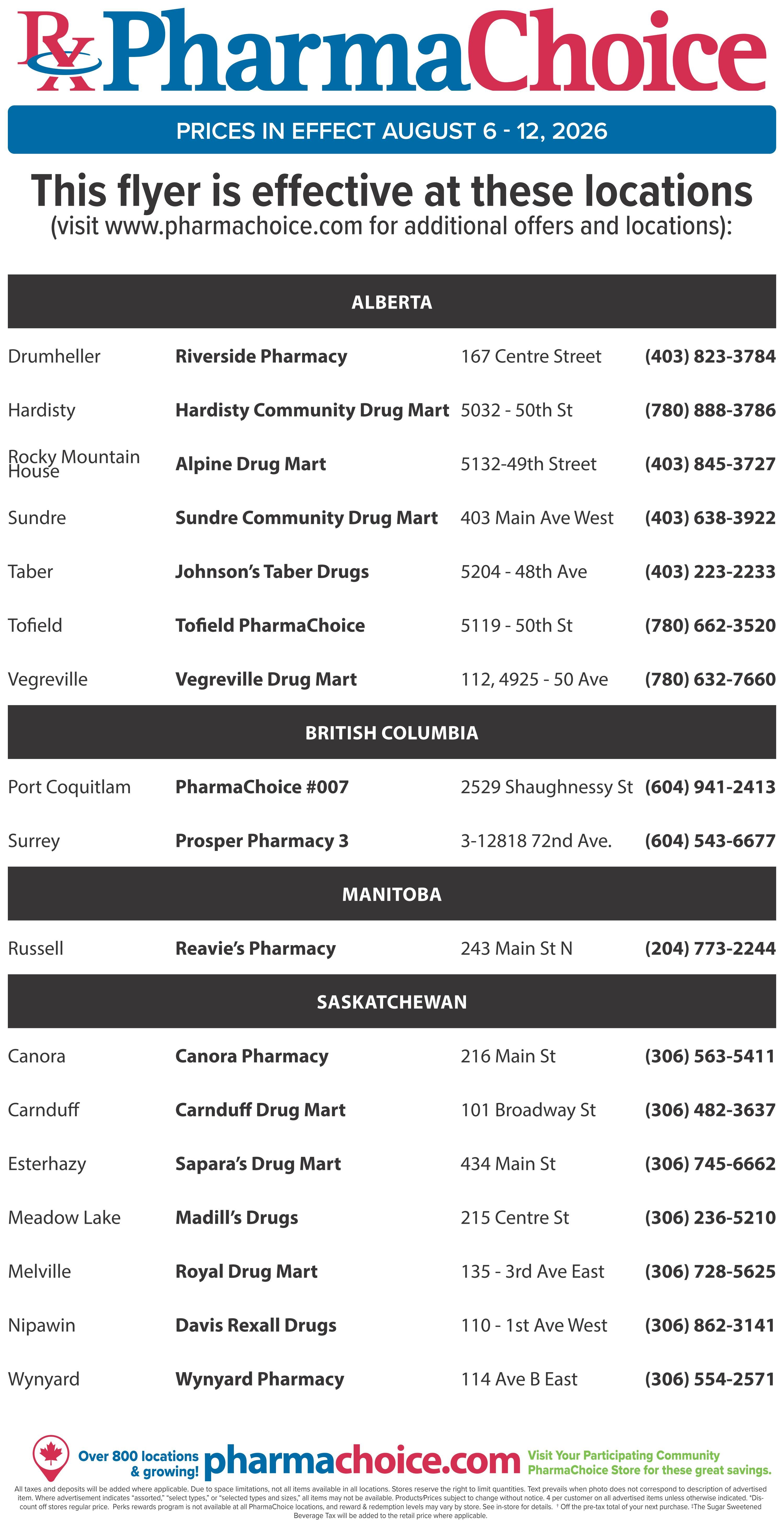 PharmaChoice (ON & Atlantic) Flyer August 6 to 12