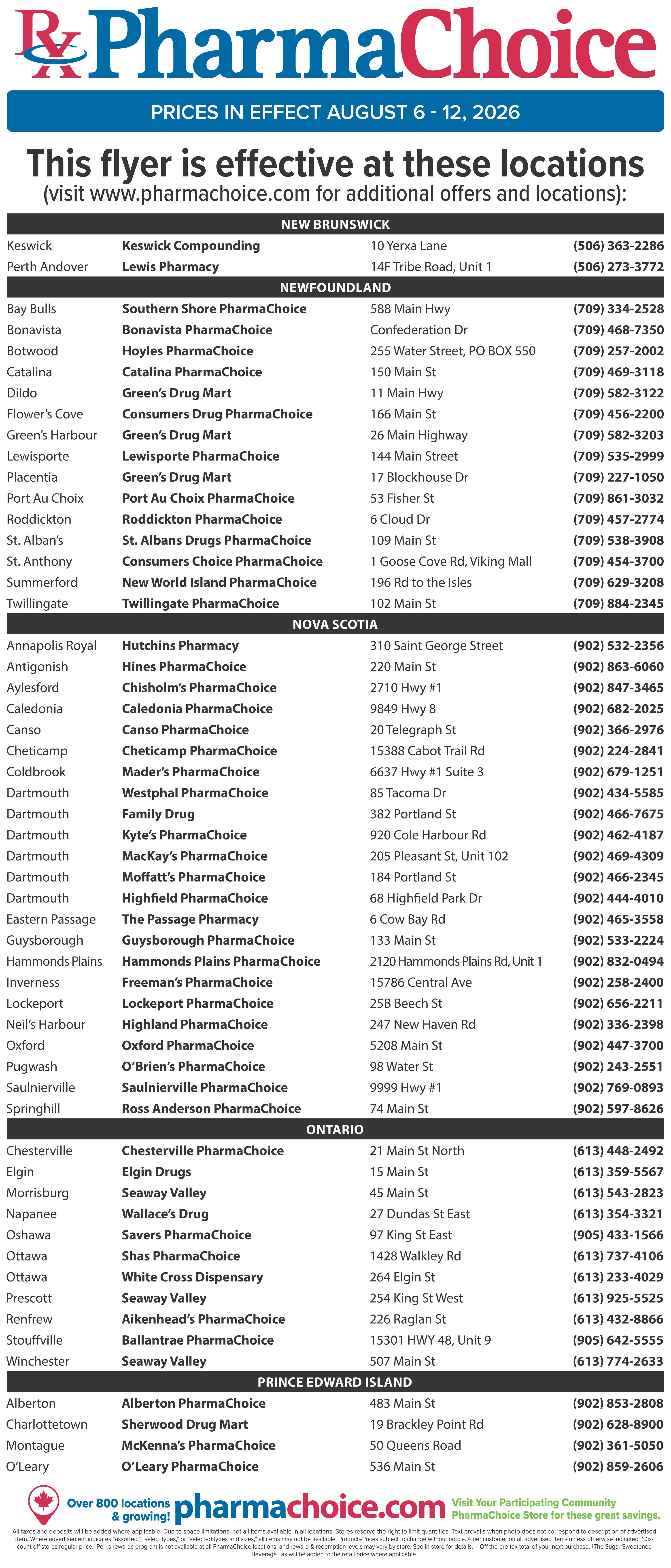 PharmaChoice (BC, AB, SK & MB) Flyer August 6 to 12