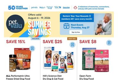 Pet Valu Flyer August 6 to 19