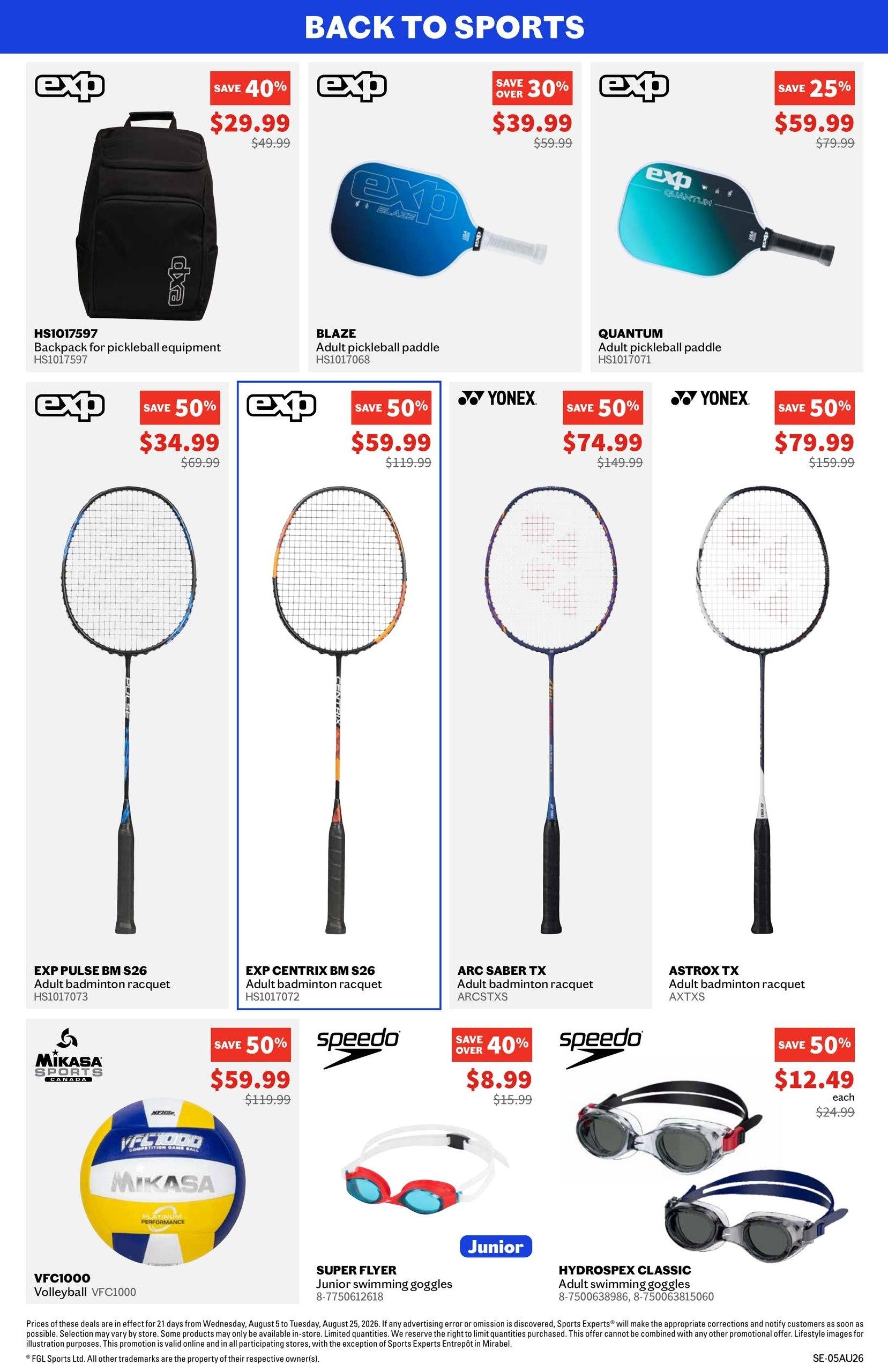 Sports Experts Flyer August 5 to 25