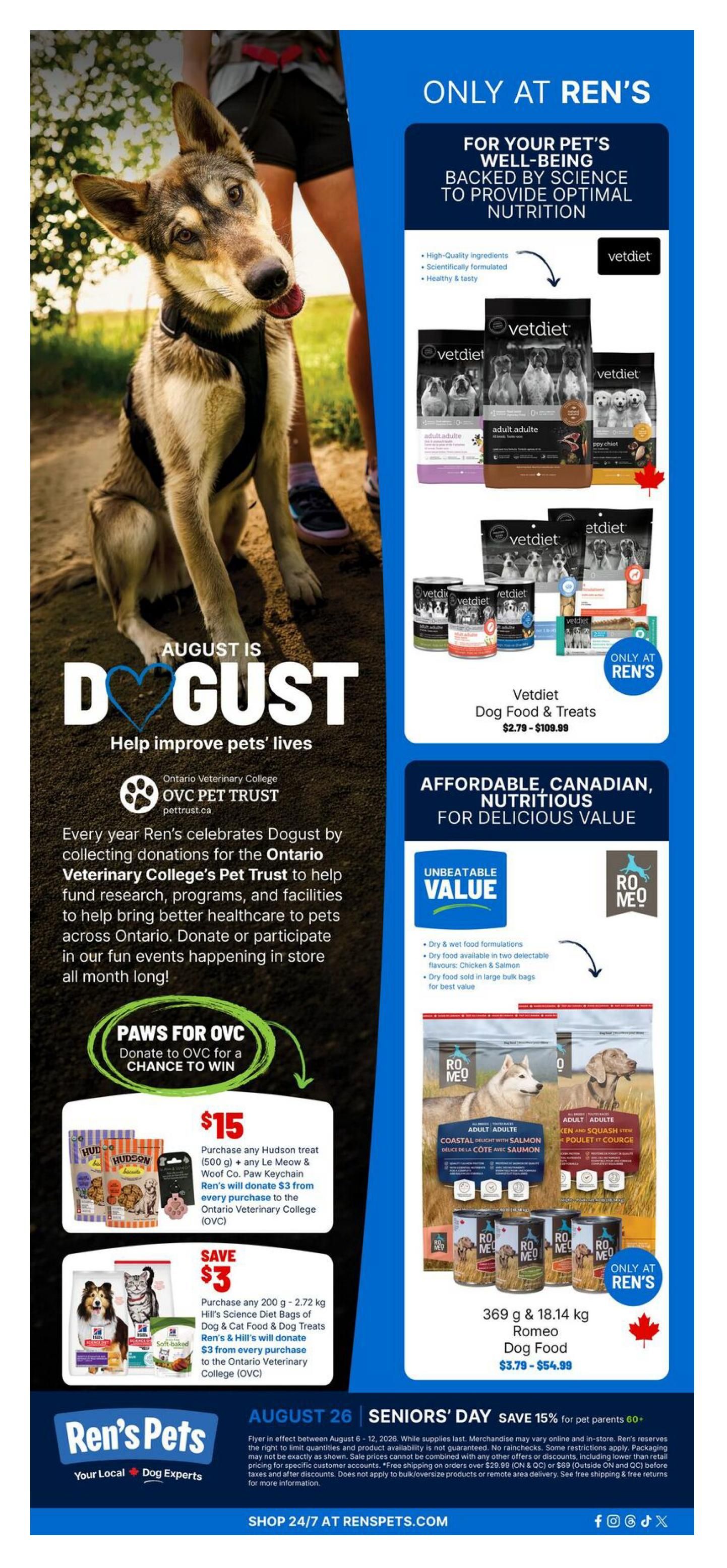 Ren's Pets Flyer August 6 to 12