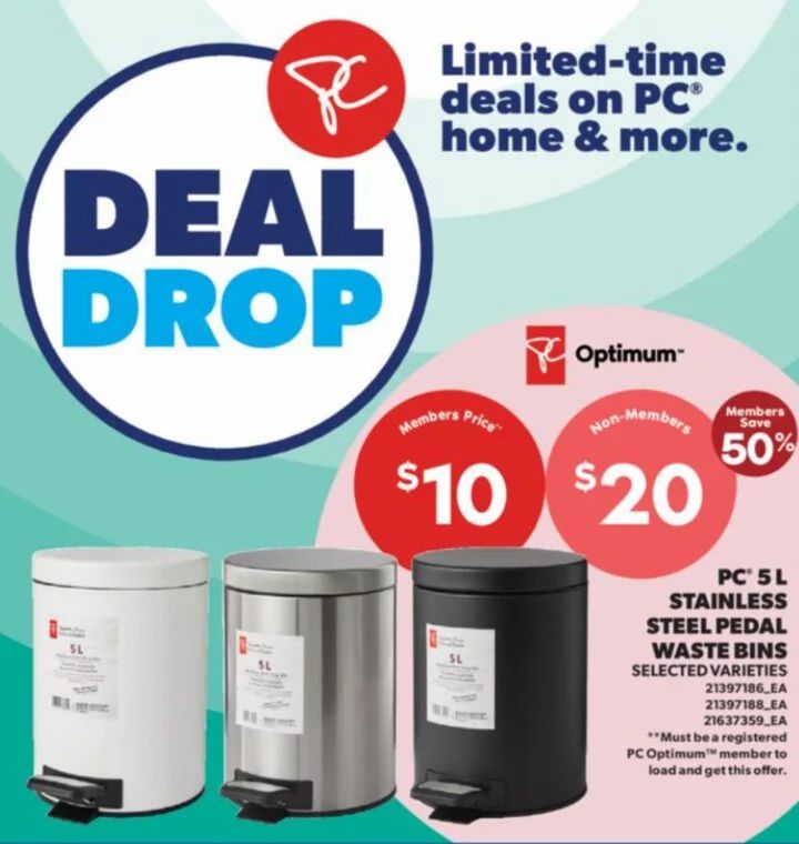Real Canadian Superstore: 5L Stainless Steel Round Step Bin $10 for PC Members Real Canadian Superstore: 5L Stainless Steel Round Step Bin $10 for PC Members