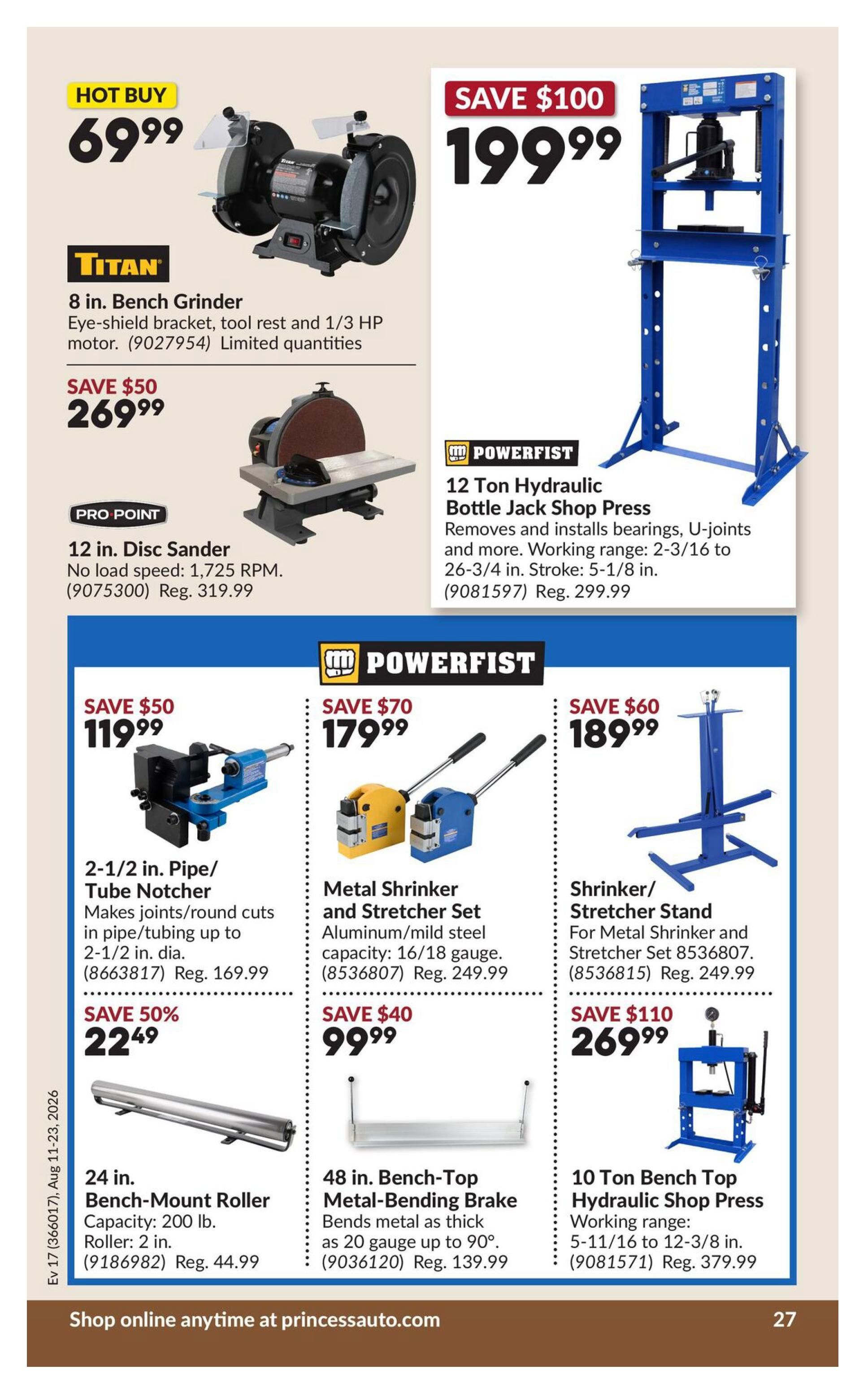 Princess Auto Flyer August 11 to 23
