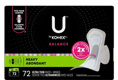 Costco: U by Kotex Balance Ultra Thin Pads with Wings, Heavy Absorbency, 72-count $9.97