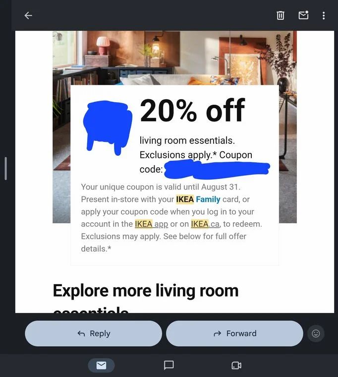 IKEA: YMMV Ikea 20% off living room essentials coupon IKEA: YMMV Ikea 20% off living room essentials coupon