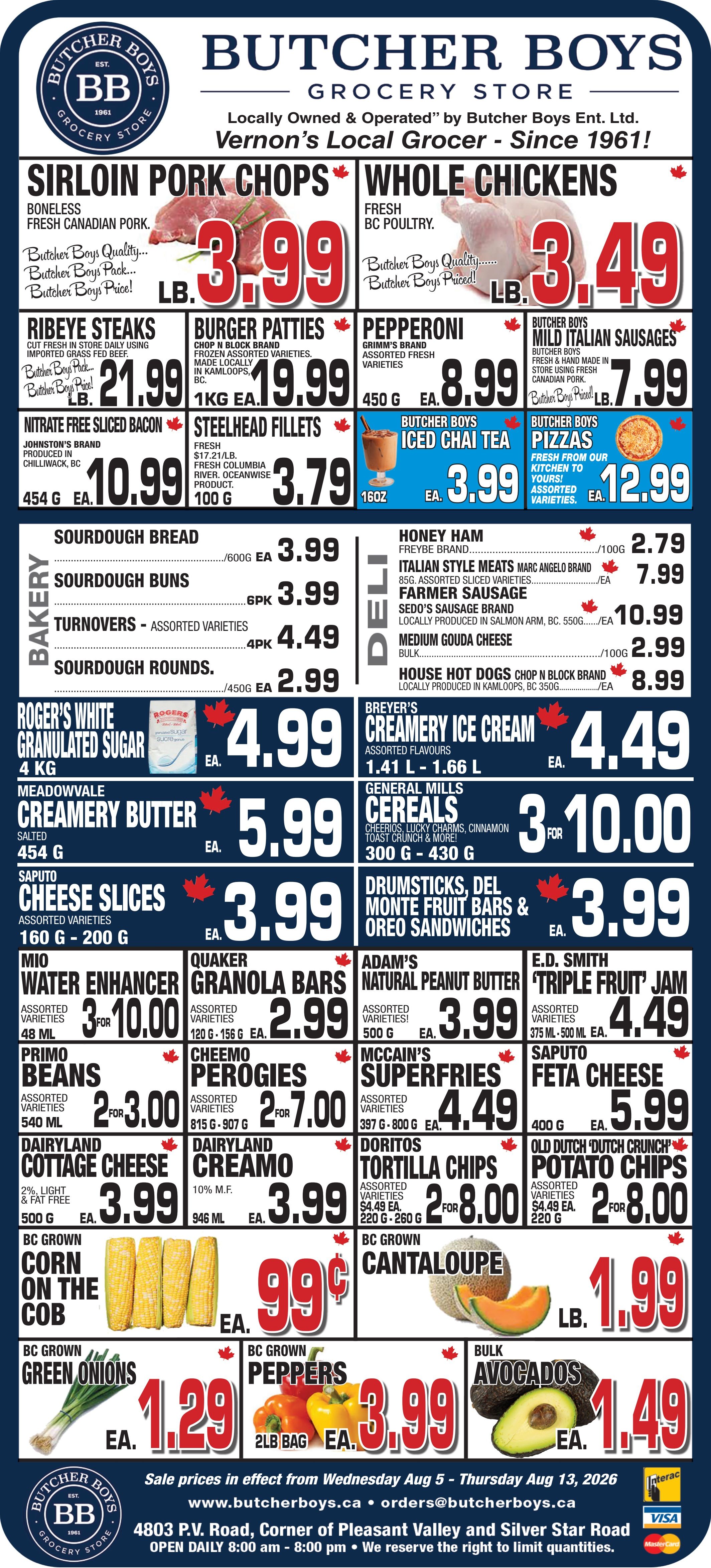Butcher Boys Grocery Store Flyer August 5 to 13