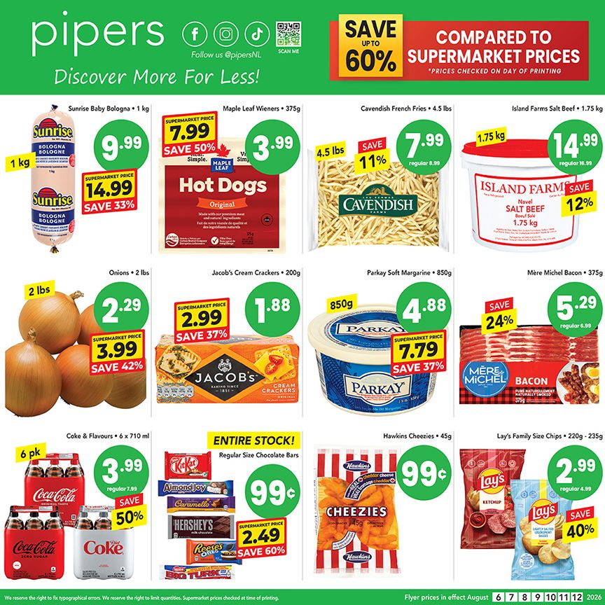 Pipers Superstore Flyer August 6 to 12