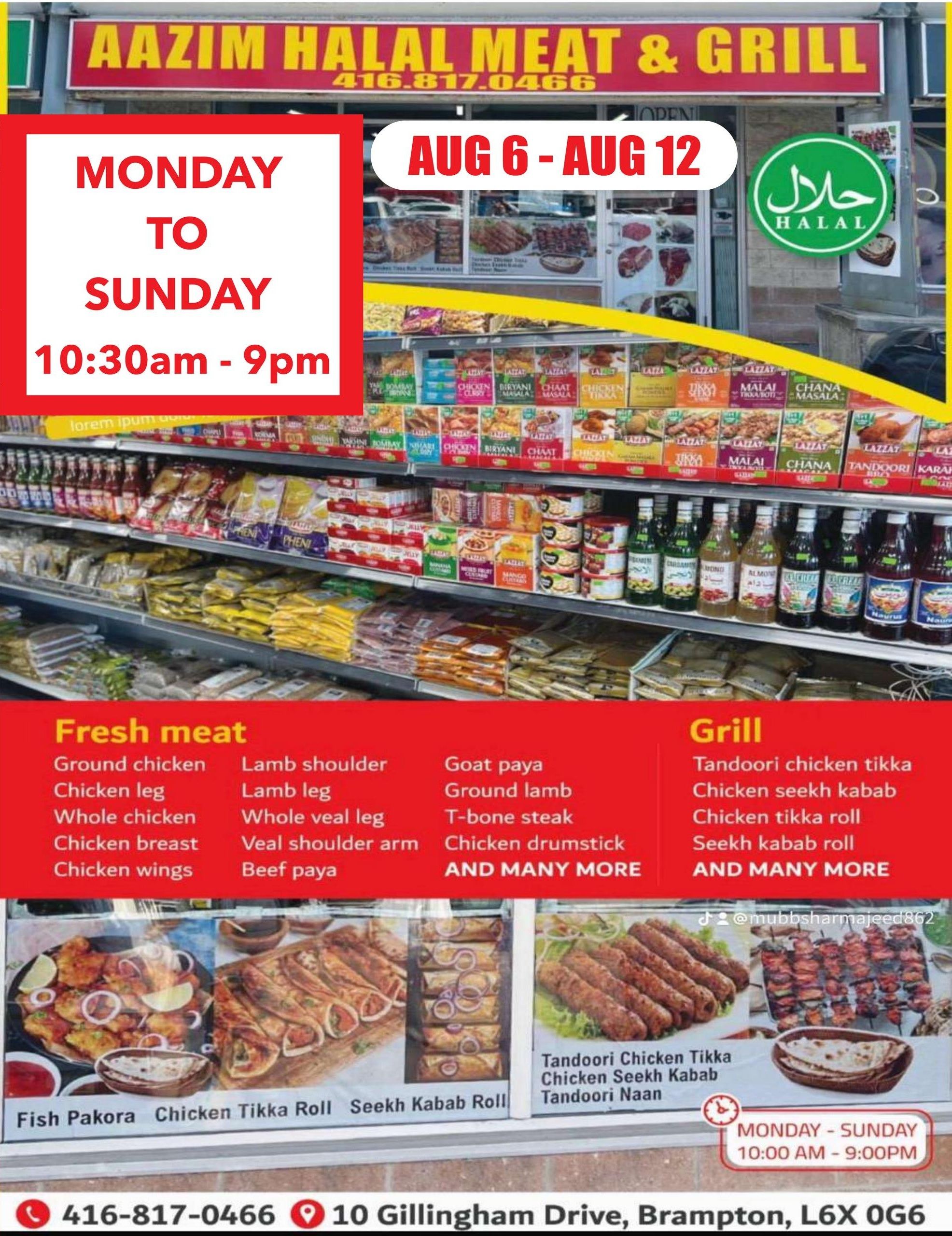 Aazim Halal Meat & Grill Flyer August 6 to 12
