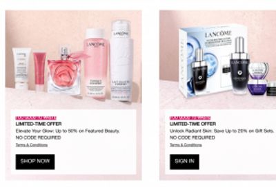 Lancôme Canada: up to 50% off Select Products + Free Gift with Purchase