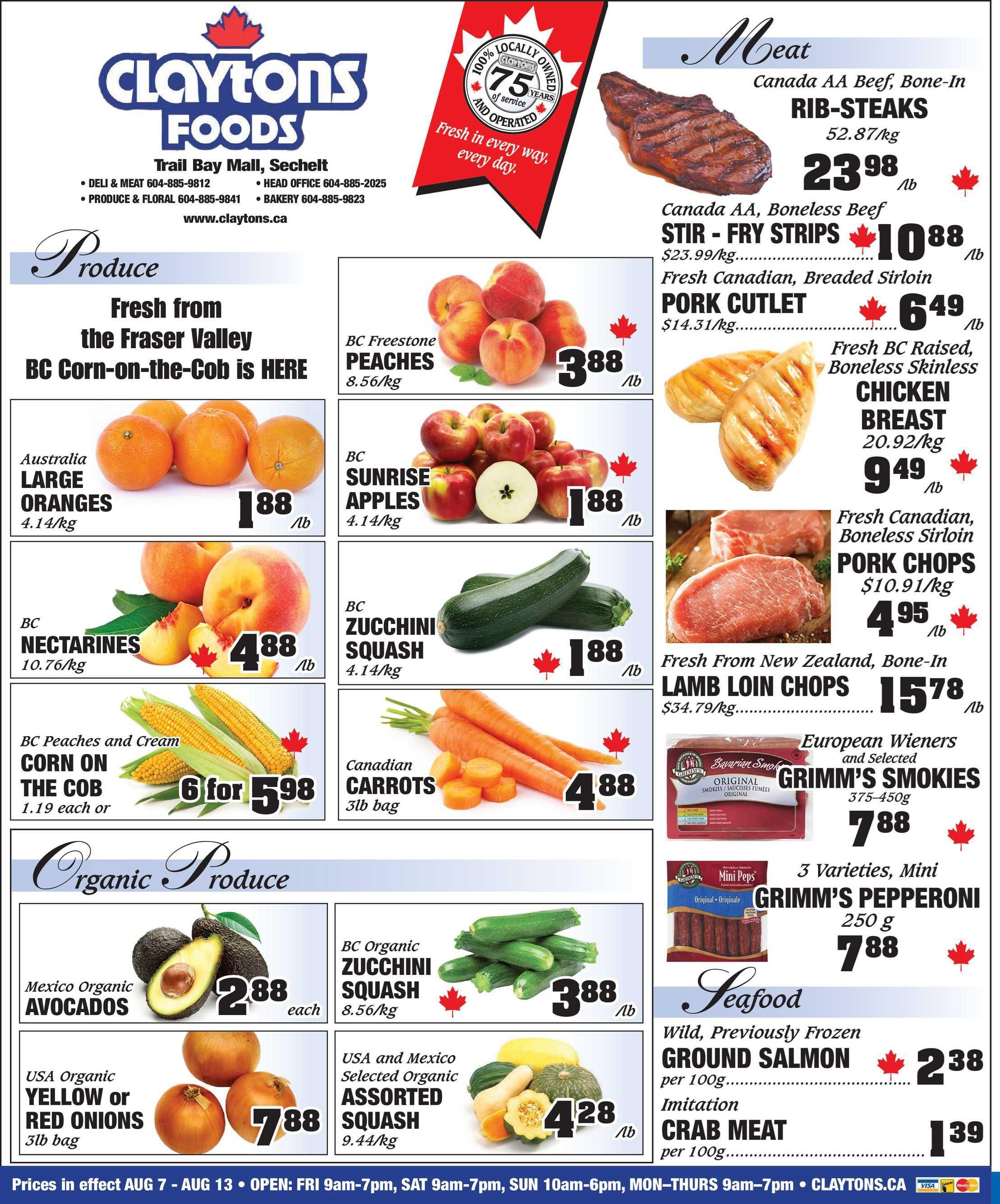Claytons Heritage Market Flyer August 7 to 13