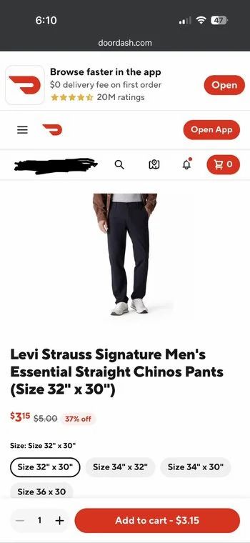 Walmart: Levi Strauss Signature Men's Essential Straight Chinos Pants - Walmart + DoorDash Walmart: Levi Strauss Signature Men's Essential Straight Chinos Pants - Walmart + DoorDash
