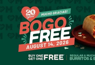 Mucho Burrito: Aug 14 only - BOGO Regular & Mucho-sized Burritos & Bowls