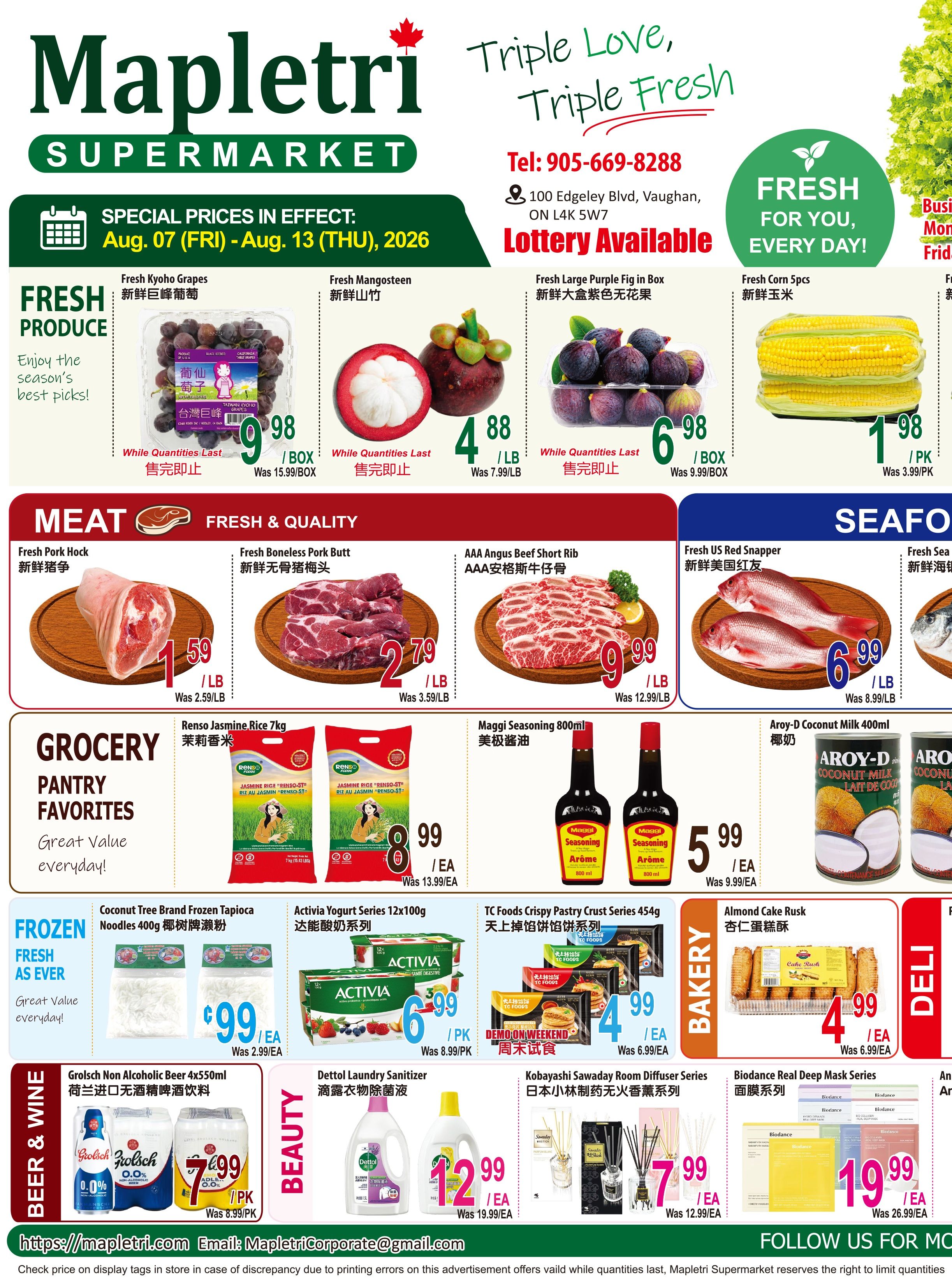Mapletri Supermarket Flyer August 7 to 13