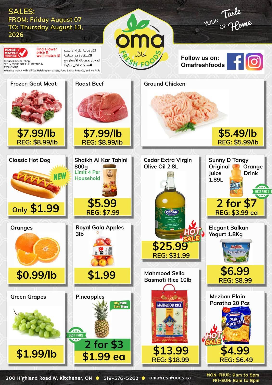 Oma Fresh Foods Flyer August 7 to 13