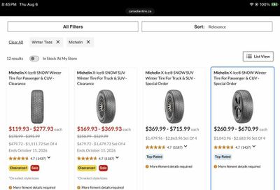 Canadian Tire: Michelin X-Ice SNOW Winter Tire Clearance - Select sizes - Up to 30% off