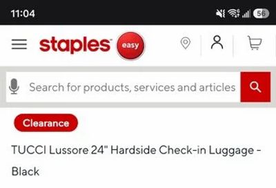 Staples: $49.97 - TUCCI Lussore 24" Hardside Check-in Luggage - Black