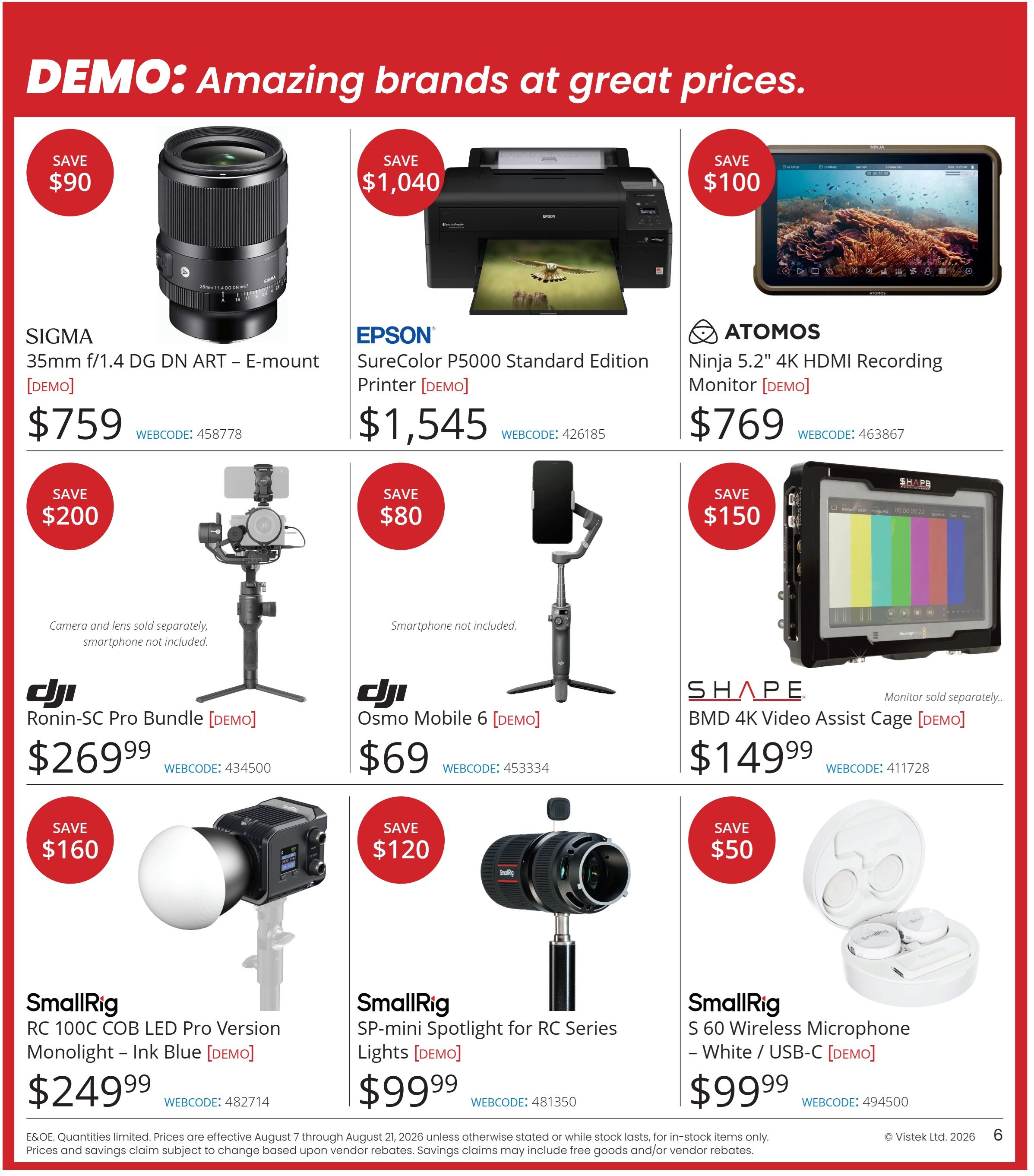 Vistek Flyer August 7 to 21