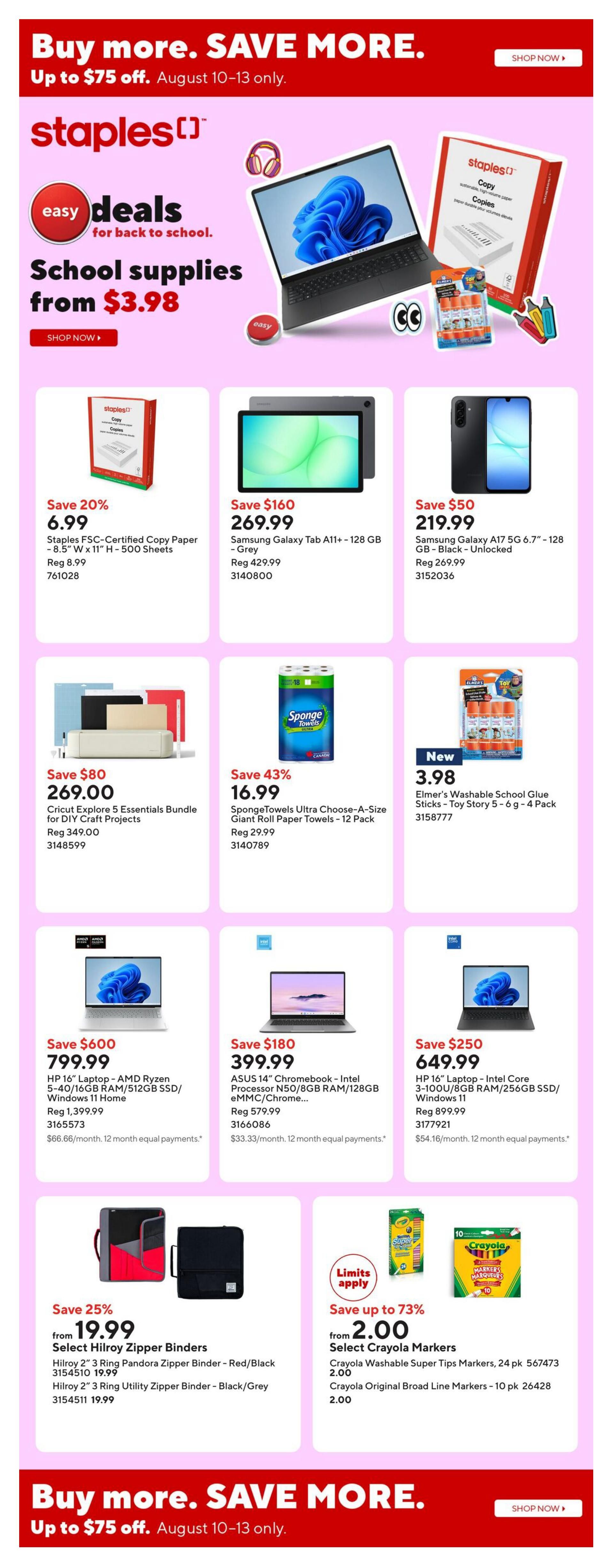 Staples Flyer August 7 to 13