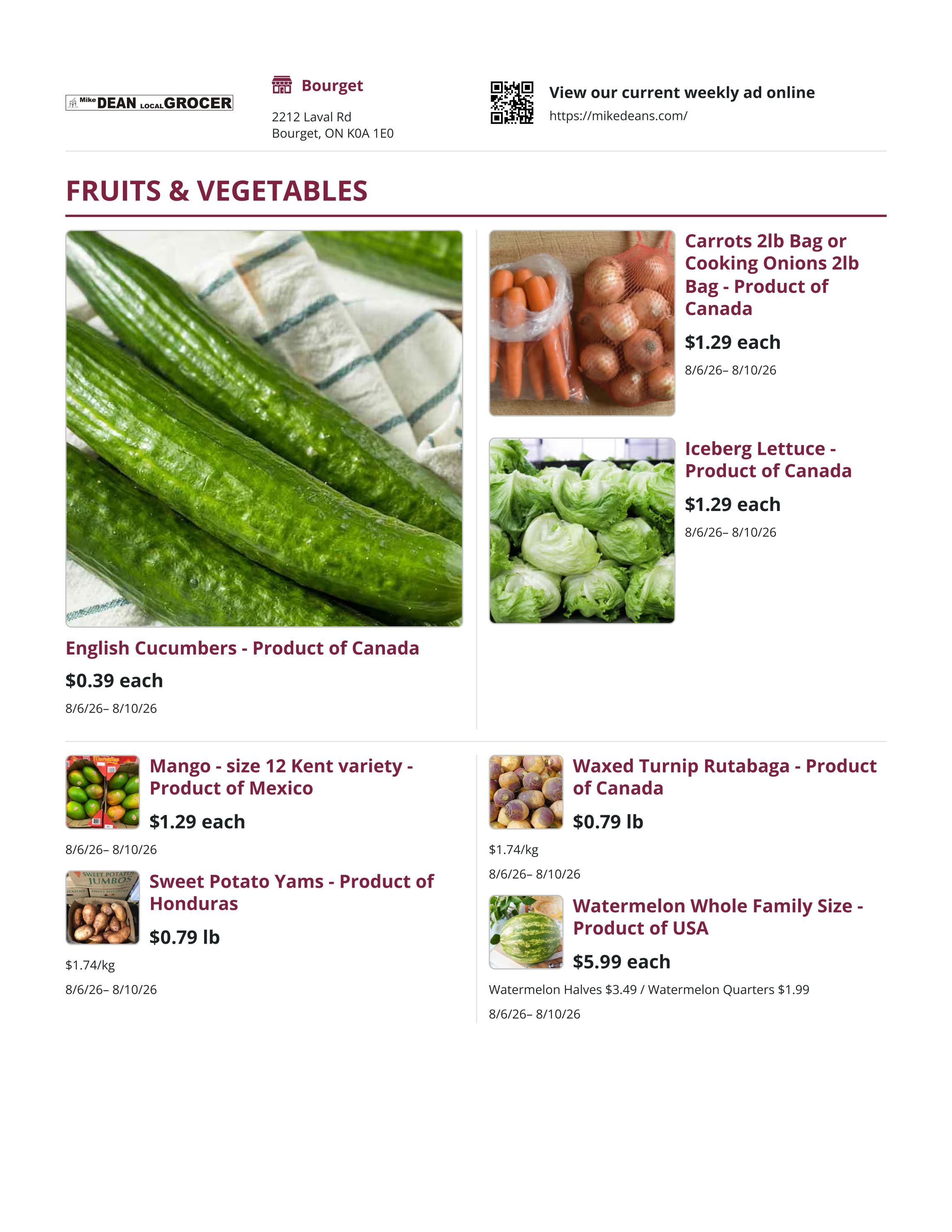Mike Dean Local Grocer Flyer August 6 to 13