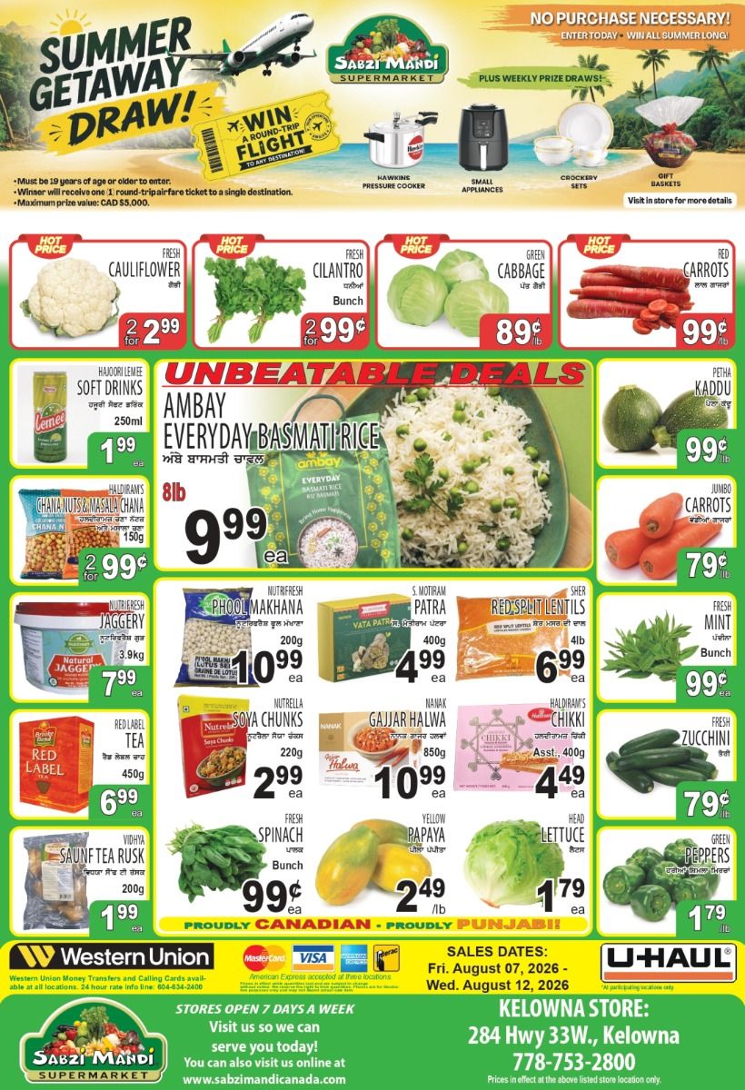 Sabzi Mandi Supermarket (Kelowna) Flyer August 7 to 12