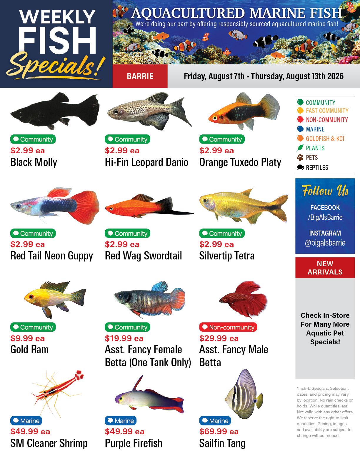 Big Al's (Barrie) Weekly Specials August 7 to 13