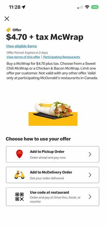 McDonald's $3.25+Tax Sausage n Egg Bagel, $4.7 McWrap YMWV McDonald's $3.25+Tax Sausage n Egg Bagel, $4.7 McWrap YMWV