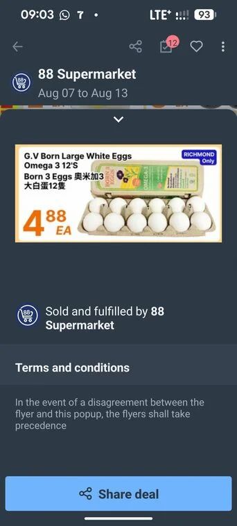 88 Supermarket: Born 3 eggs $4.88 at 88 Supermarket Richmond location 88 Supermarket: Born 3 eggs $4.88 at 88 Supermarket Richmond location