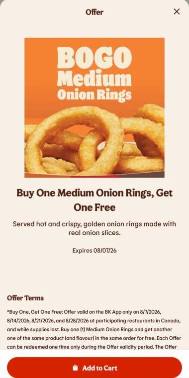Burger King: Frydays in August BOGO medium fries and/or onion rings online Burger King: Frydays in August BOGO medium fries and/or onion rings online