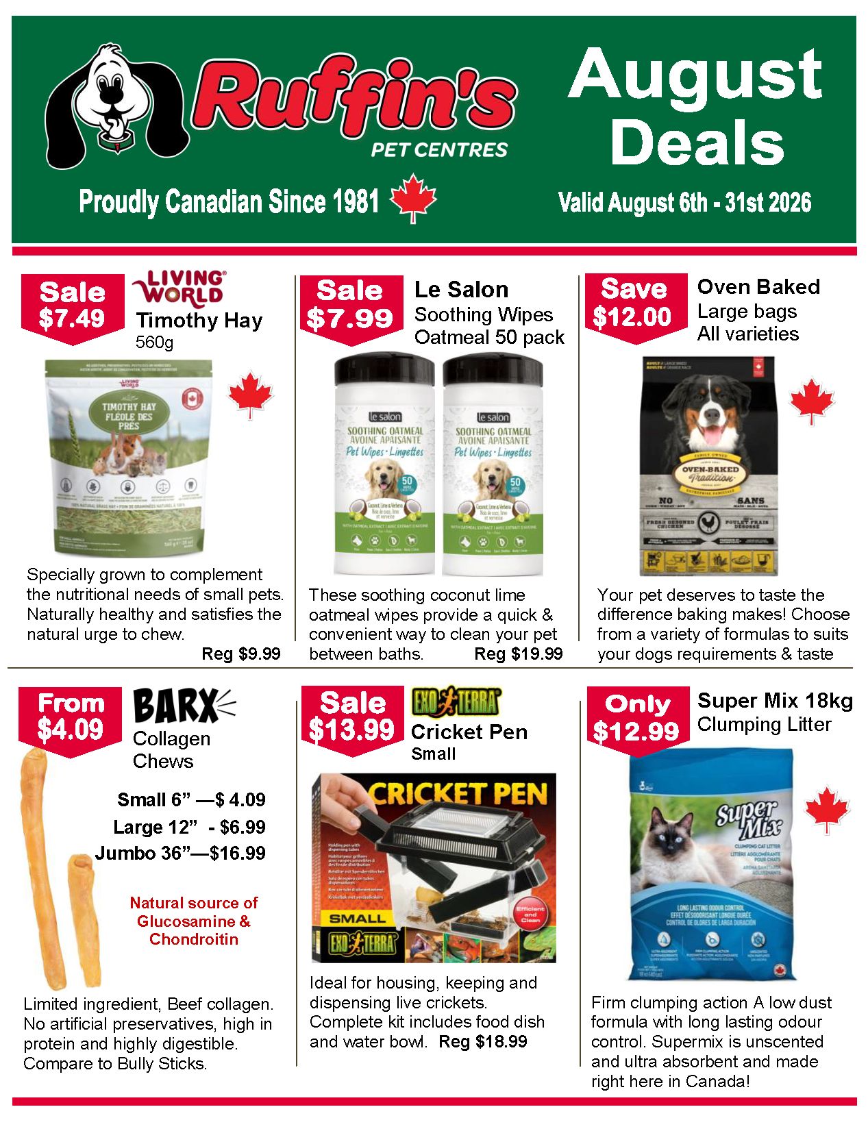 Ruffin's Pet Centre Flyer August 6 to 31