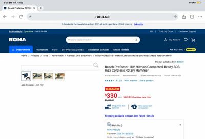 Rona: Bosch Profactor 18V Hitman Connected-Ready SDS-max Cordless Rotary Hammer 70% off ymmv