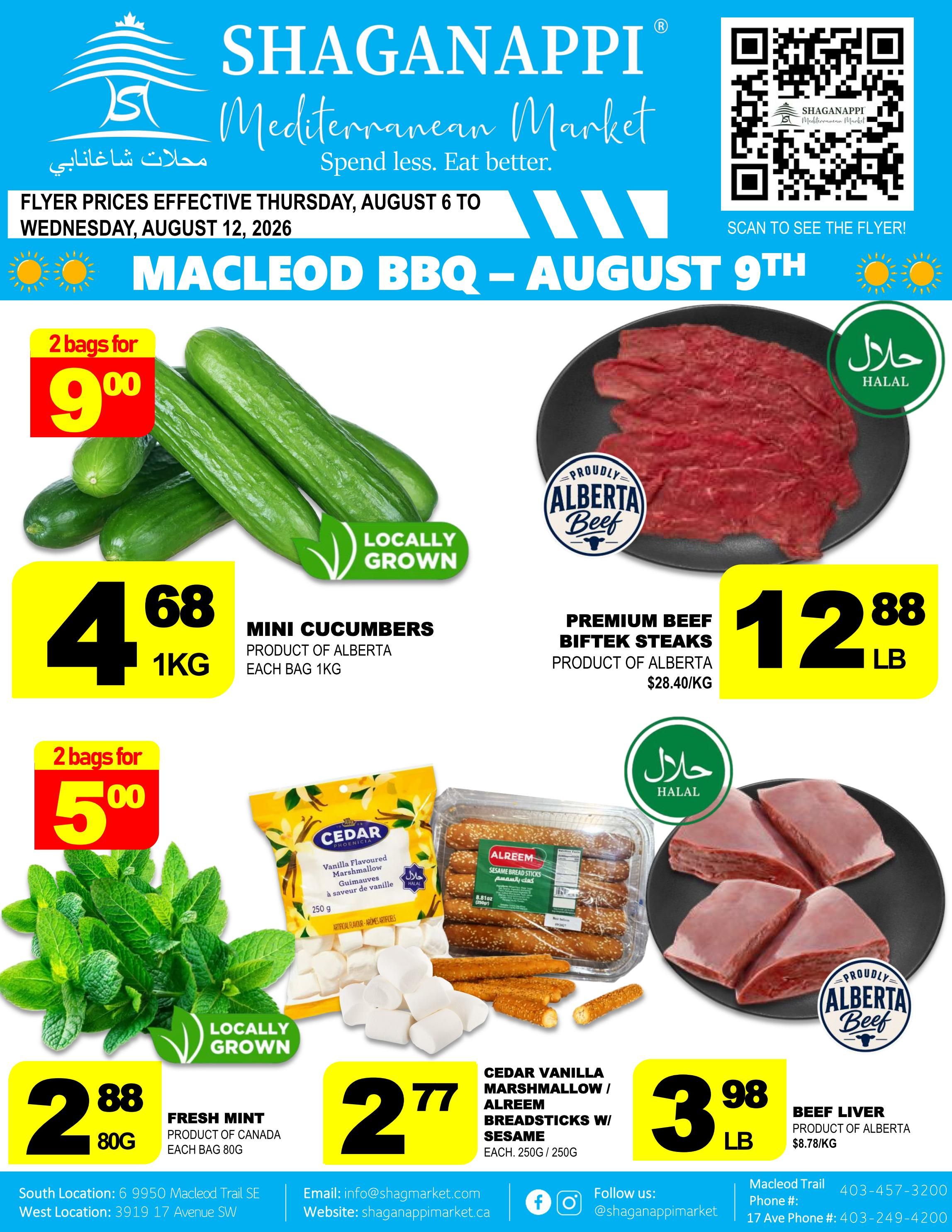 Shaganappi Mediterranean Market Flyer August 6 to 12