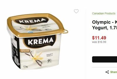Save On Foods: Olympic - Krema 1.75kg $2.49 after sale + stack More Rewards App Offer