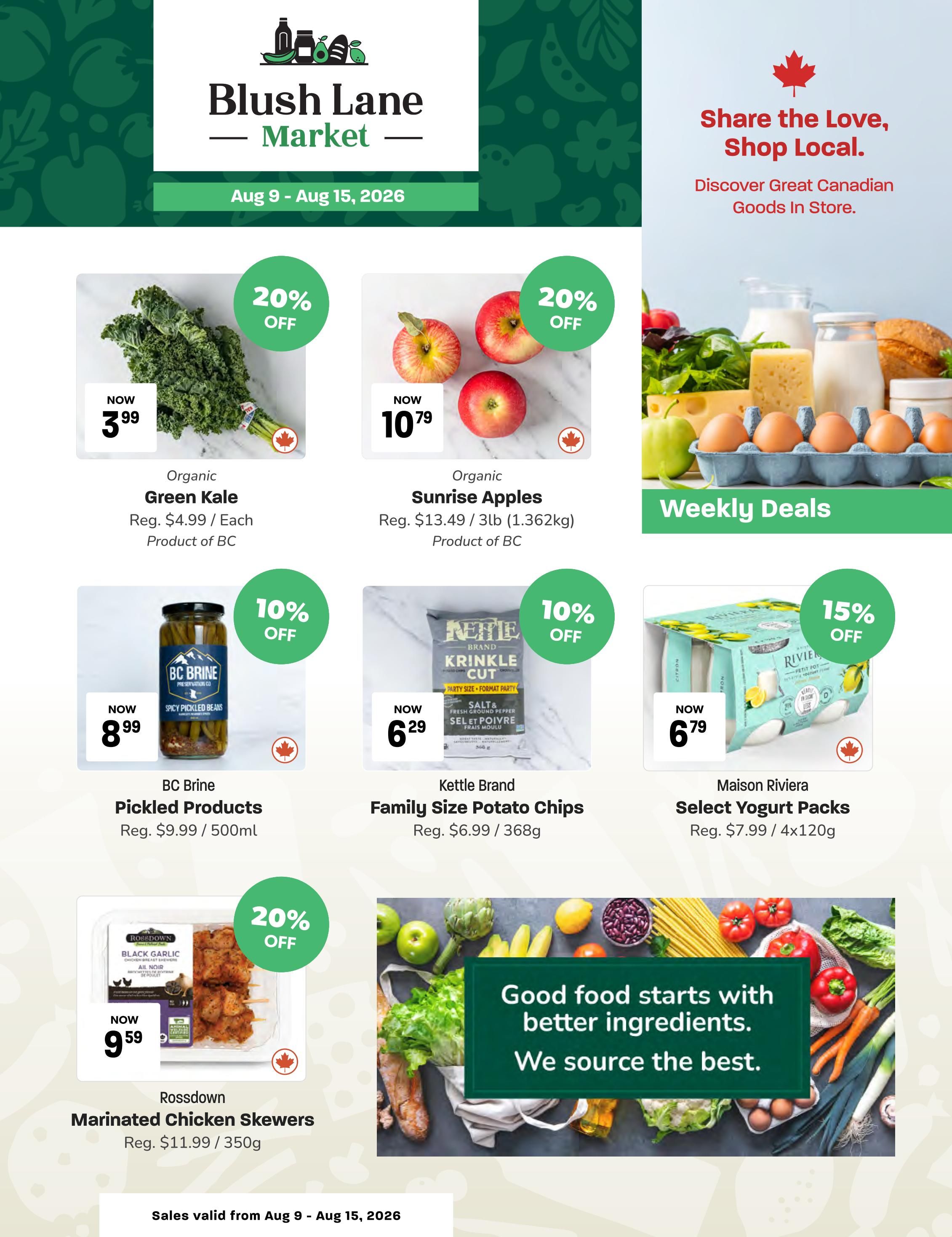 Blush Lane Organic Market Flyer August 9 to 15