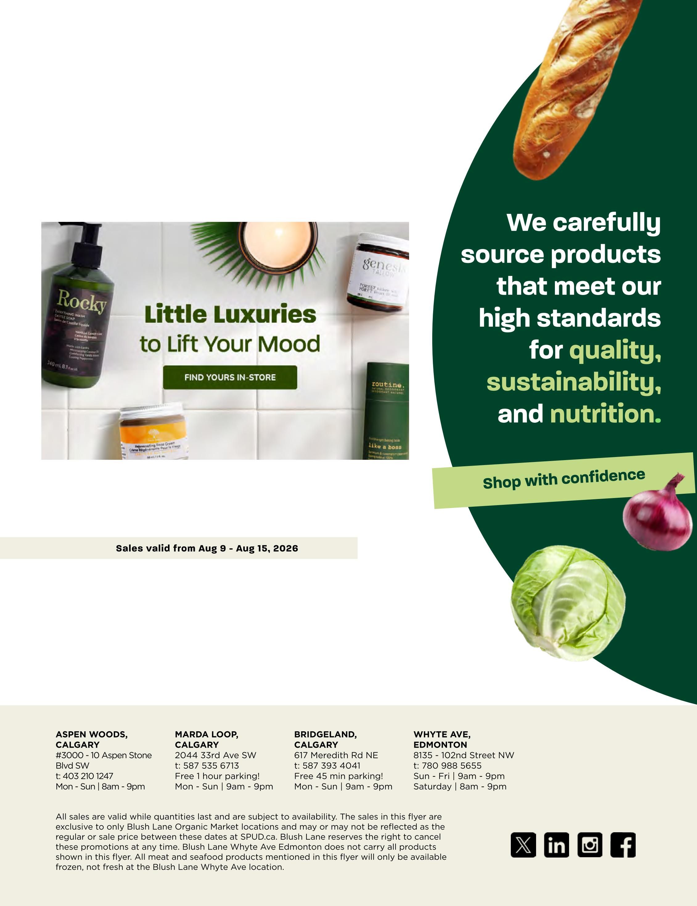 Blush Lane Organic Market Flyer August 9 to 15
