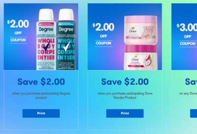 Unilever Canada Printable Coupons: Save on Degree and Dove Products